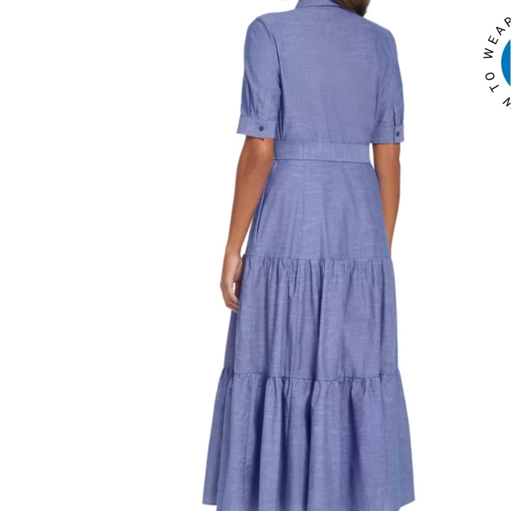 Calvin Klein Collared Belted Midi Dress NWOT - Picture 2 of 5